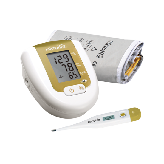 Tlakomer Microlife BP 3AG1 IHB s teplomerom MT 3001 zlatý