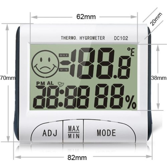 Kalibrovaný vlhkomer s teplomerom DC102 do chladničky s certifikátom o kalibrácii