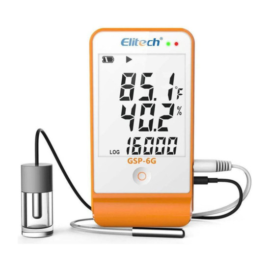 Kalibrovaný záznamník teploty a vlhkosti Elitech GSP-6G do chladničky s certifikátom o kalibrácii 