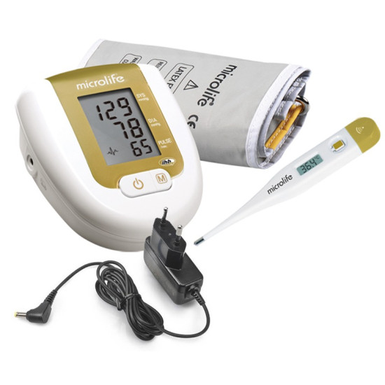 Tlakomer Microlife BP 3AG1 IHB s teplomerom MT 3001 zlatý