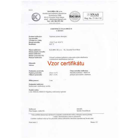 Kalibrovaný teplomer Microlife MT 850 3 v 1 v bodoch (37, 38, 39, 40, 41 °C) Kalibrovaný teplomer Microlife MT 850 3 v 1 v bodoch (37, 38, 39, 40, 41 °C)