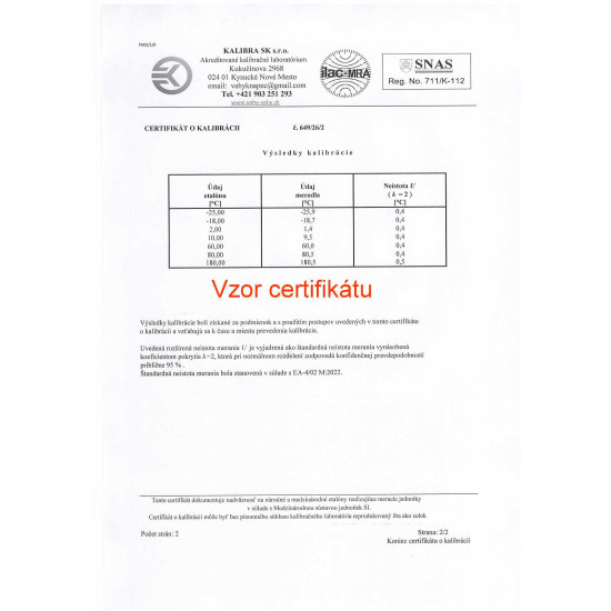 Univerzálny vpichový teplomer TFA 311020 P300 s certifikátom o kalibrácii (−25, −18, 2, 10, 60, 80, 180 °C)