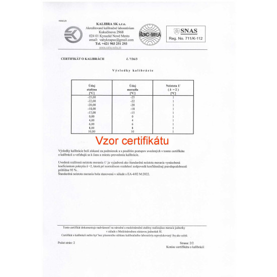 Univerzálny záznamník teploty a vlhkosti DS102 s certifikátom o kalibrácii  (2, 6, 10, 20, 30°C / 30, 50, 70, 80, 90 %)