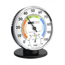 Vlasový vlhkomer s teplomerom TFA 45.2033 - teplomer a vlhkomer so zobrazením pohody Ø 102 mm (chróm) Vlasový vlhkomer s teplomerom TFA 45.2033 - teplomer a vlhkomer so zobrazením pohody Ø 102 mm (chróm)