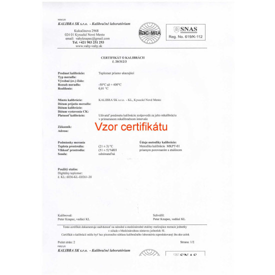 Univerzálny vpichový teplomer TFA 301033 s certifikátom o kalibrácii (−25, −18, 2, 10, 60, 80, 180 °C)
