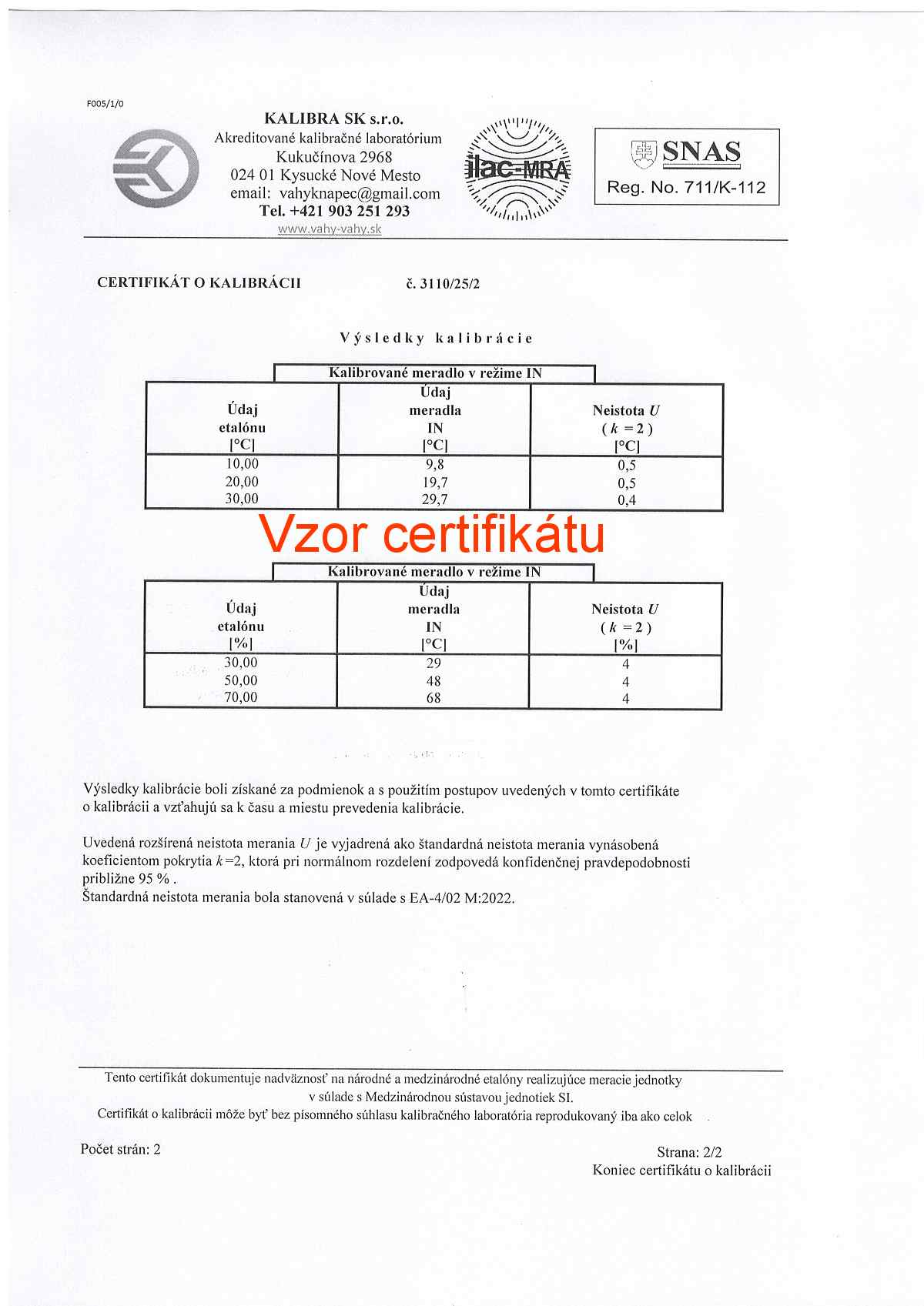 Záznamník teploty a vlhkosti GAR191 s certifikátom o kalibrácii do miestnosti (15, 20, 25, 30°C / 30, 50, 70%)