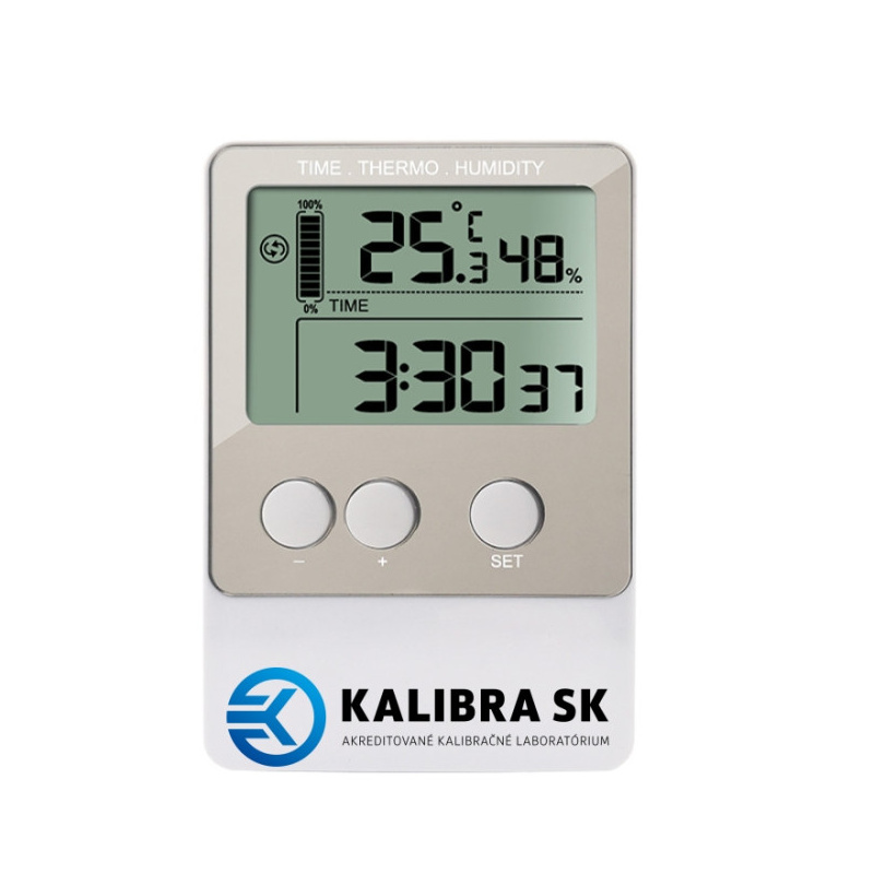 Záznamník teploty a vlhkosti DS102 s certifikátom o kalibrácii do miestnosti  (15, 20, 25, 30°C / 30, 50, 70%)