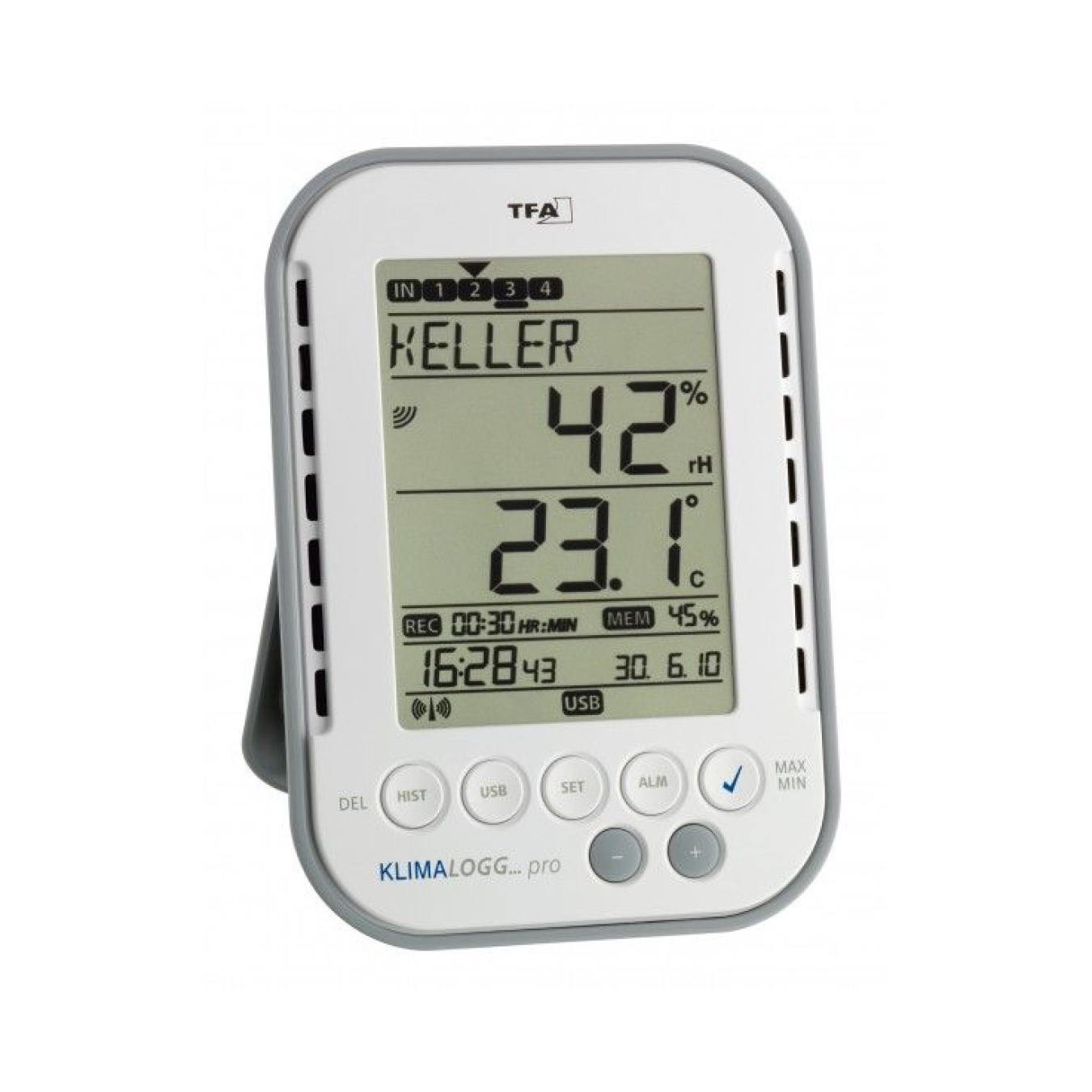 Záznamník teploty a vlhkosti TFA 303039 KLIMALOGG PRO s certifikátom o kalibrácii do miestnosti (15, 20, 25, 30°C) Záznamník teploty a vlhkosti TFA 303039 KLIMALOGG PRO s certifikátom o kalibrácii do miestnosti (15, 20, 25, 30°C)