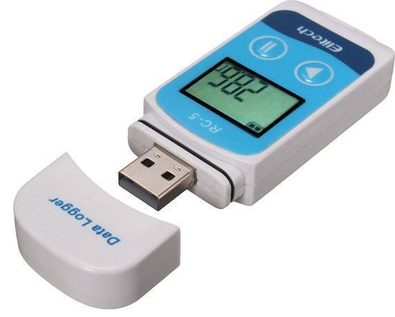 Záznamník teploty Elitech RC5 do chladničky a mrazničky s certifikátom o kalibrácii (−25, −22, −20, −18, −15, 0, 4, 6, 8, 10 °C)